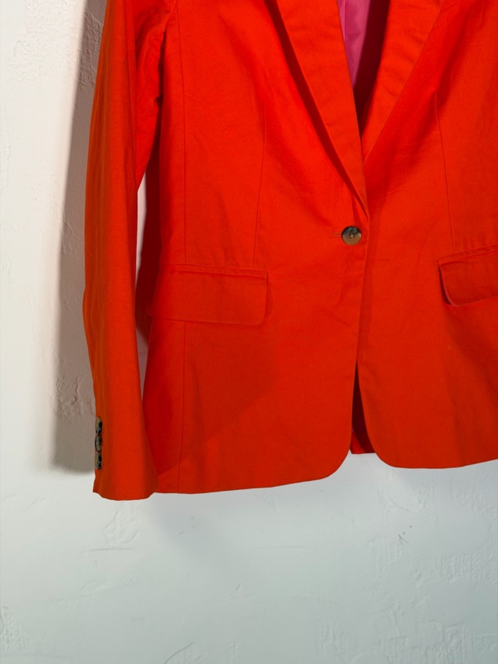 Bright Orange Single-Button Tailored Blazer - classic style - Picture 3 of 16